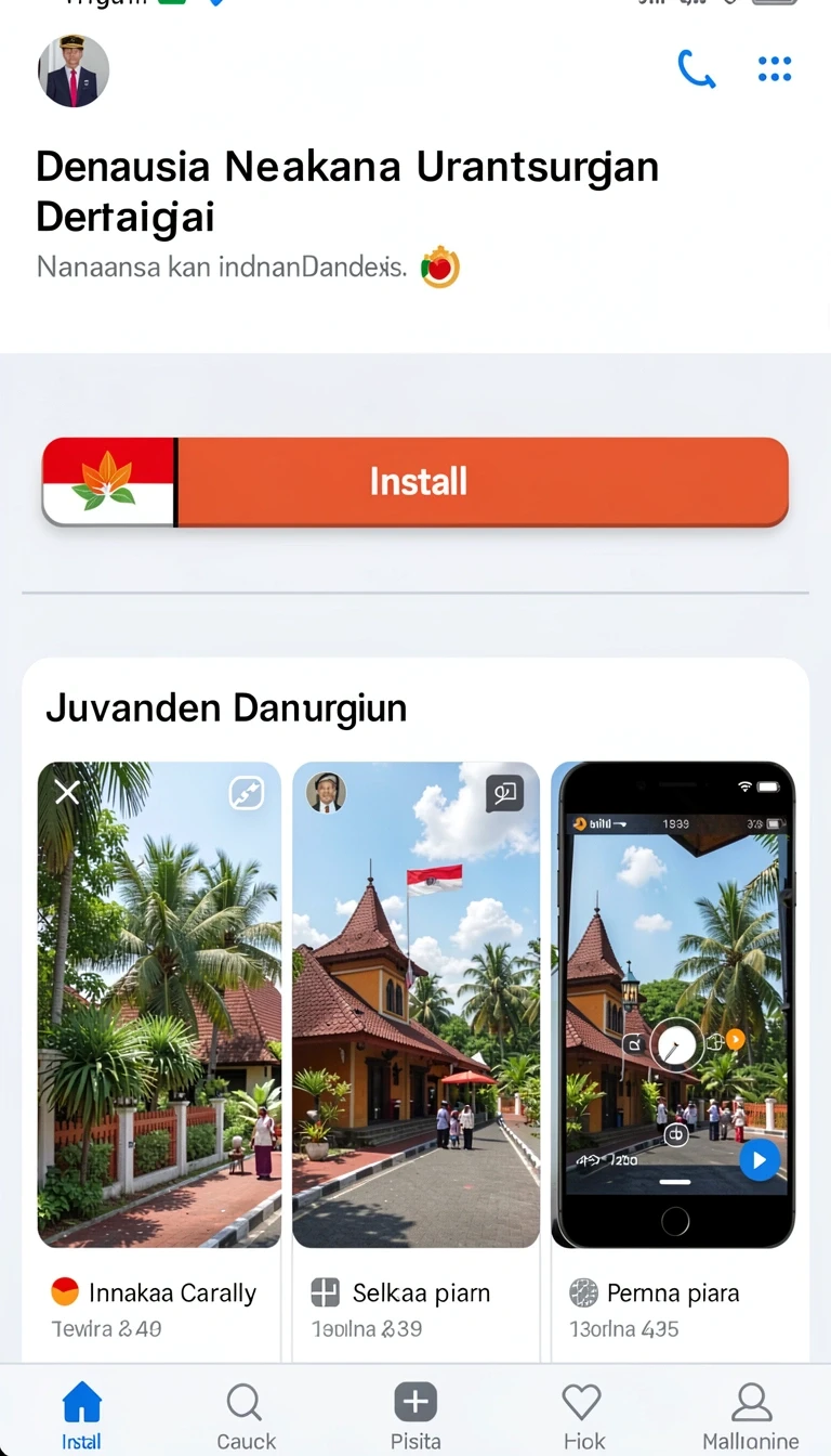 Halaman detail dengan informasi versi, ukuran, dan rating.